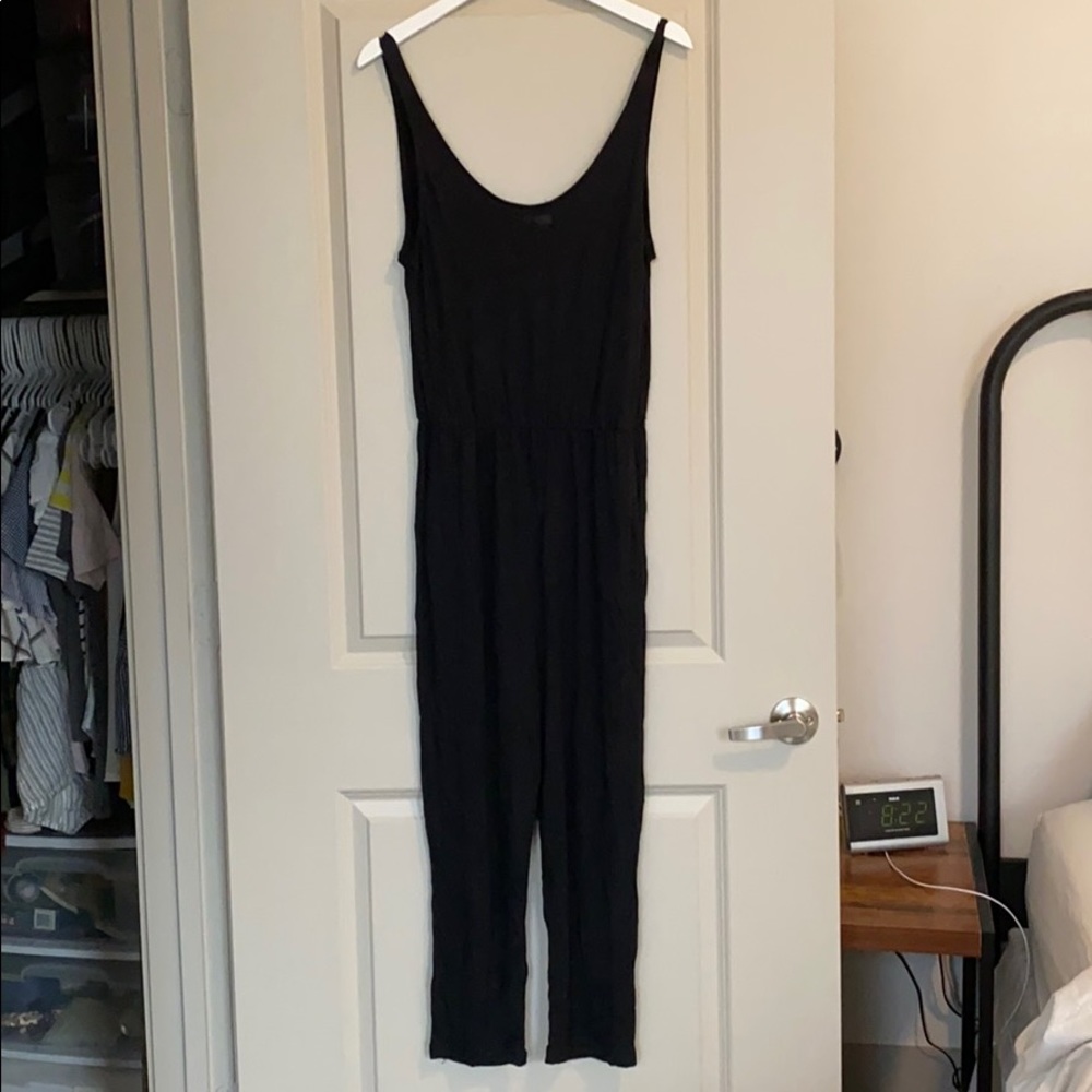 Long black jersey romper/jumpsuit